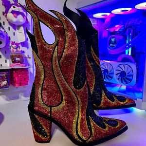 Club Exx FIRE Sheriff Shine Cowboy Boots SZ 10